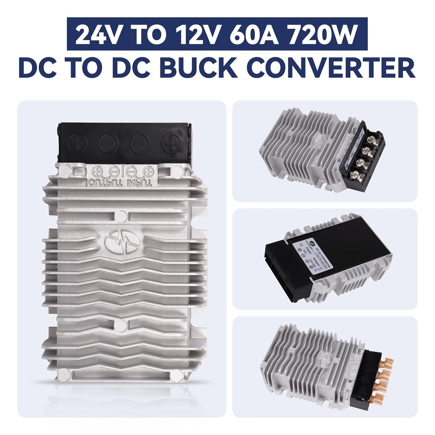 24V to 12V 60A 720W Buck DC-DC Power Converter Step Down Transformer, Silver and black, SD60A