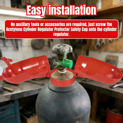 Acetylene Cylinder Regulator Protector Safety Cap High Pressure Gas Cylinder Tank Valve Protection Cap 3-1/8 x 11 Fall-Proof Design Compatible with GT-11, Red
