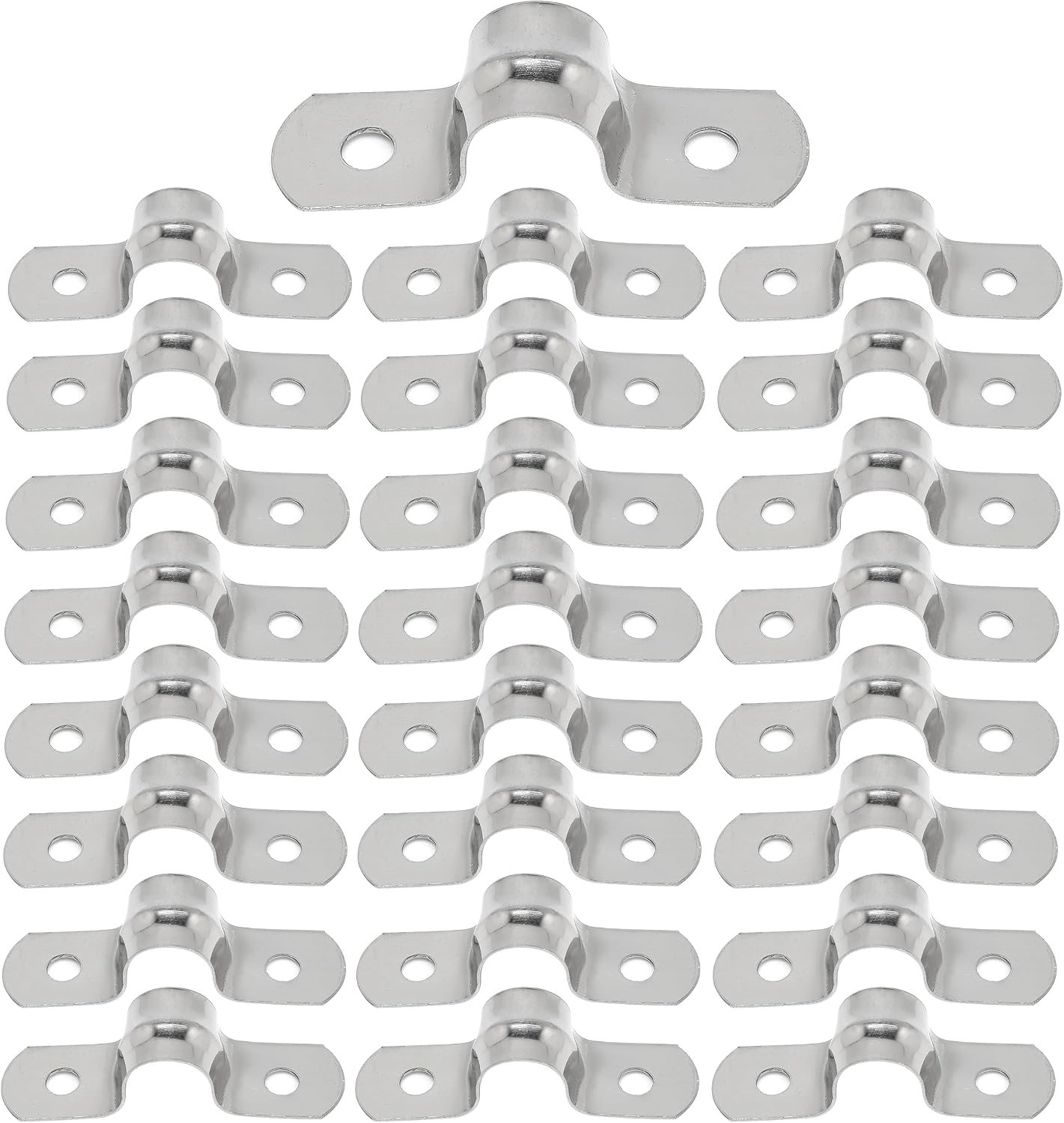 25 PCS M20 304 Stainless Steel Rigid Pipe Strap Two Hole Cable Strap u Bracket Pipe Clamps Heavy Duty Pipe Fasten Holder for Tube, Pipe or Wire Cord Installation (25, 20MM（3/4" ）)