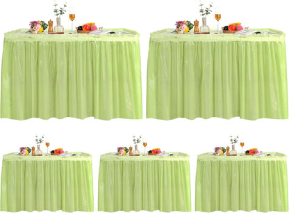 5 Pack Plastic Table Skirts & Cloths for Rectangle Tables, 14 Ft Blue Tableskirts & 54" x 108" Tablecloths, Disposable Tablecloth Skirt Covers for Party Birthday (Dark Blue)