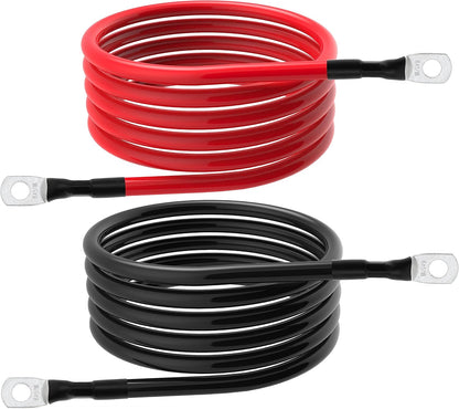 6 AWG Battery Cable 6AWG Gauge Battery Inverter Cables for Automotive Solar Marine Boat RV Car Motorcycle (6 AWG, 5FT, 5/16")