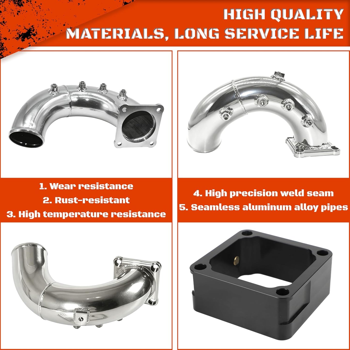 3" High Flow Intake Elbow Tube with Heater Spacer for Ram 2500 3500 1998-2002 5.9L Cummins Diesel (Silver)