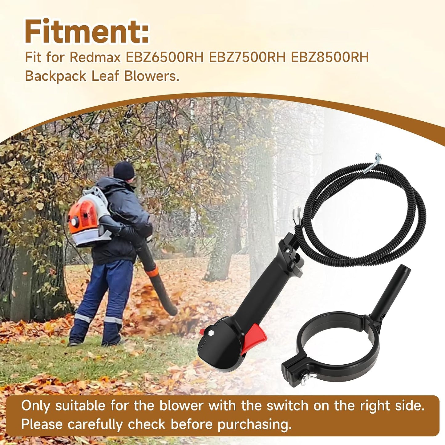577241201 Throttle Control Lever for Redmax for Right-Hand EBZ7500RH EBZ8500RH Backpack Leaf Blowers
