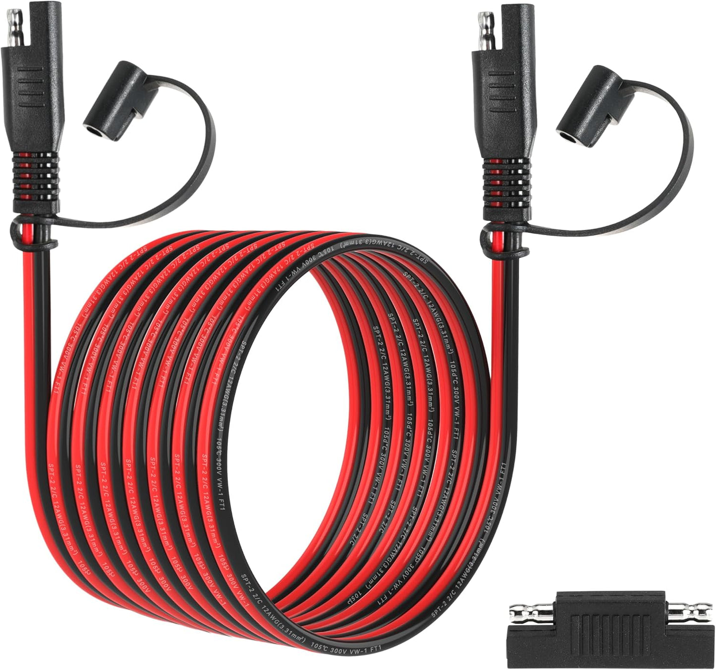 12FT 12AWG SAE Extension Cable, 12 AWG SAE to SAE Quick Disconnect Wire Harness 12 Gauge with SAE Polarity Reverse Adapter for Solar Panel RV Battery Automotive and Marine Applications (12AWG 12FT)