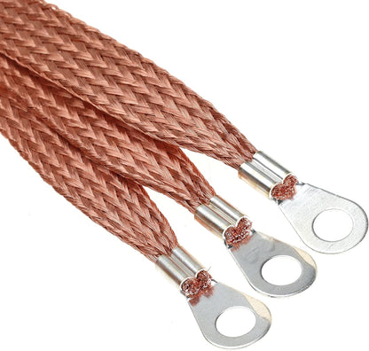 11.4'' Braided Ground Strap Automotive Tinned Copper Ground Strap with 1/4" Terminal Lugs 3pcs