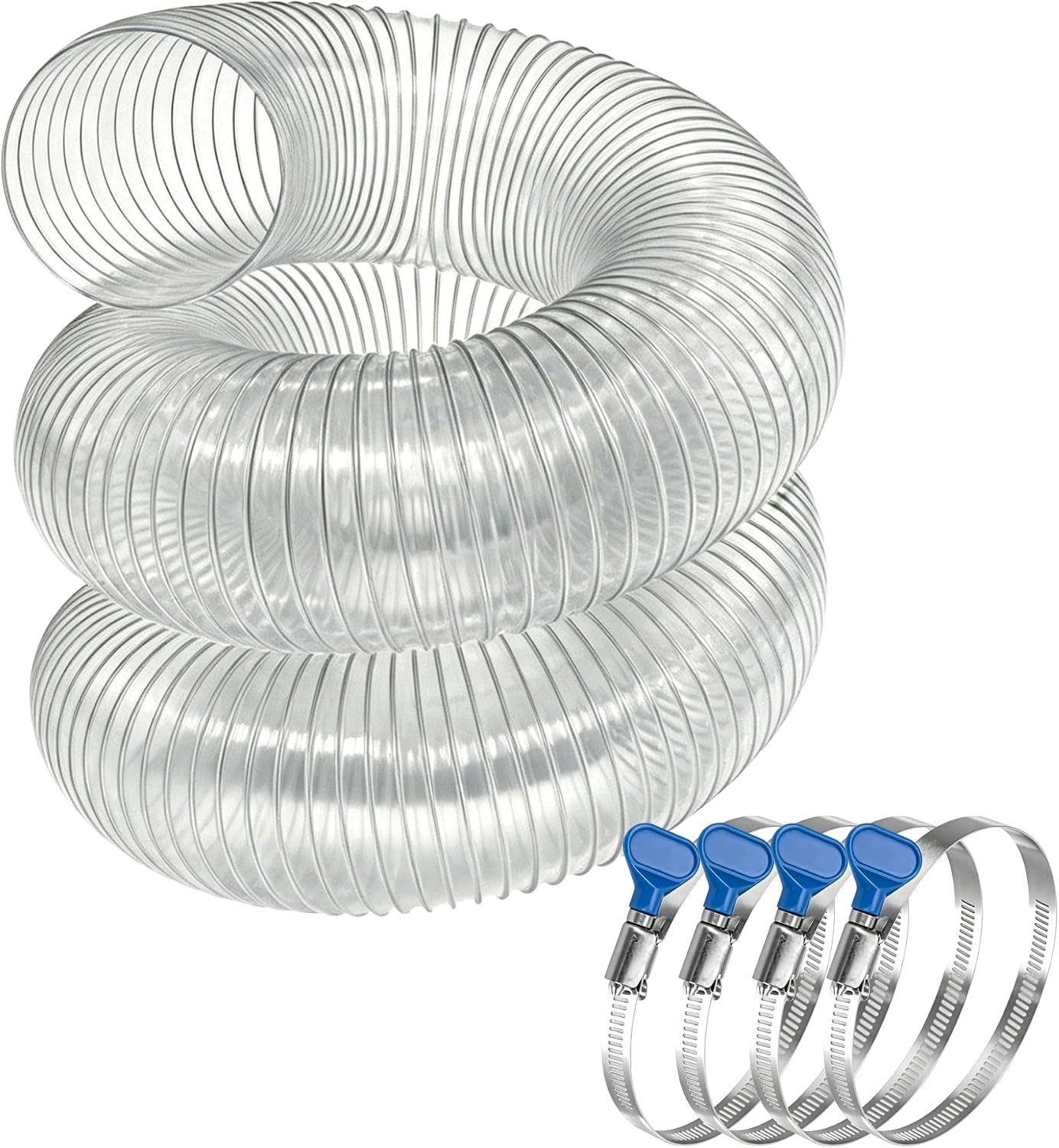2-1/2" x 10' Heavy Duty Dust Collection Hose, Thickened Clear PVC Flexible Hose with Steel Wire Reinforced, Puncture Resistant for Woodworking Dust Collector System