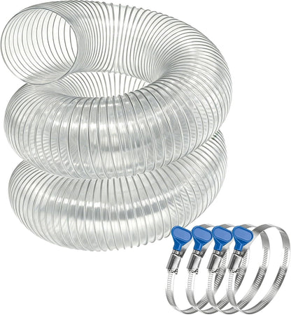 2-1/2" x 10' Heavy Duty Dust Collection Hose, Thickened Clear PVC Flexible Hose with Steel Wire Reinforced, Puncture Resistant for Woodworking Dust Collector System