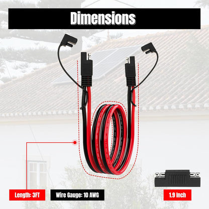 3FT 10AWG SAE Extension Cable, 10 AWG SAE Quick Disconnect Wire Harness 10 Gauge with Polarity Reverse Adapter for Solar Panel RV Battery Automotive and Marine Applications (10AWG 3FT)