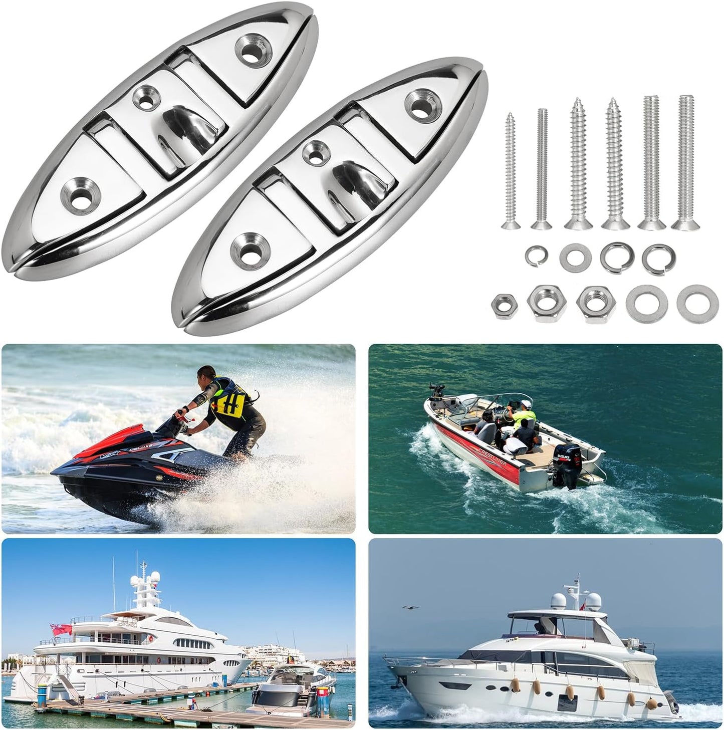316 Stainless Steel Boat Folding Cleats Flip-up Dock Cleat with Screws Marine Dock Rope Cleats Compatible with Kayak Yacht Pontoon Boat