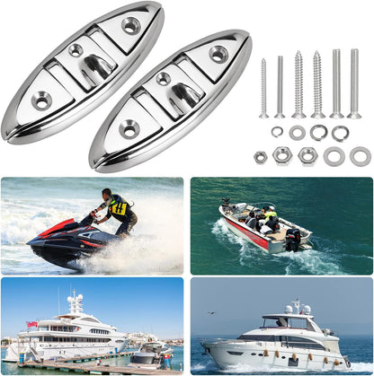 316 Stainless Steel Boat Folding Cleats Flip-up Dock Cleat with Screws Marine Dock Rope Cleats Compatible with Kayak Yacht Pontoon Boat