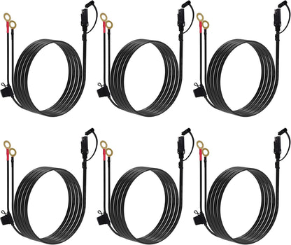 5FT 18AWG SAE Extension Cable, SAE Battery Charger Cord 18 AWG, 2 Pin Quick Disconnect SAE to O Ring Terminal Harness Extension Cord for Solar Batteries Cars Motorcycles, 2pcs
