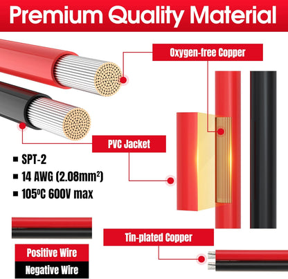 1FT 14AWG SAE Extension Cable, 14 Gauge SAE Connector Cable 14 AWG 2 Pin SAE Quick Disconnect for Solar RV Automotive, 8PCS