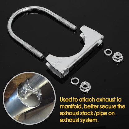 2-1/2" U Bolt Exhaust Clamp - 2.5 Inch U-Bolt Muffler Clamps Clip Replacement for RV UTV Tractor Motorcycle System