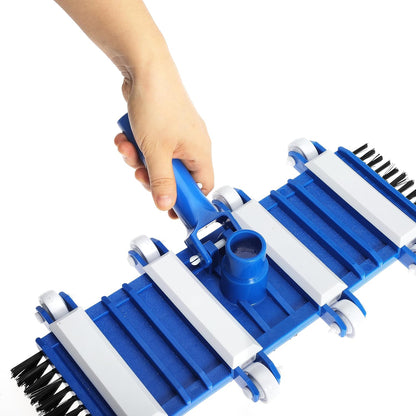 14" Heavy Duty Pool Vacuum Head with Brushes Weighted Flexible Vacuum Head with Aluminum Handle Connector for 1-1/4" or 1-1/2" Hose