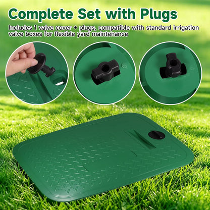 12 x 17 Inch Irrigation Valve Box Cover, Rectangular Sprinkler Valve Lids with Plug,Replacement for Irrigation Valve Box, Sprinkler Valve Box, Irrigation & Sprinkler Box (4)