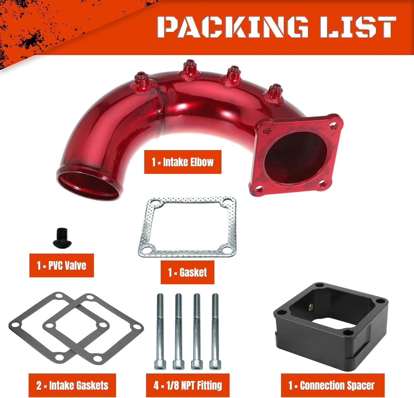 3" High Flow Intake Elbow Tube with Heater Spacer for Ram 2500 3500 1998-2002 5.9L Cummins Diesel (Red)