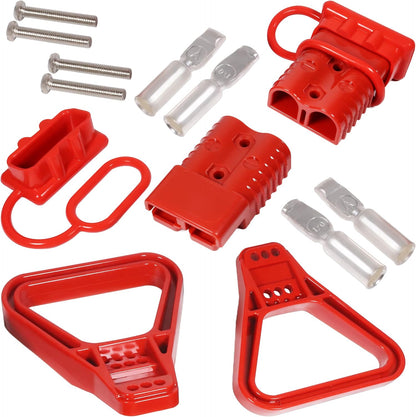 175A 600V Battery Quick Connect/Disconnect Connectors 1/0 AWG Wire Harness Cable Plug Kit with Handle and Protect Cover 2Pack
