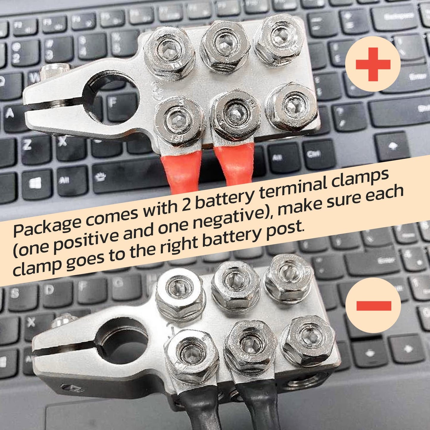 6x1/0 AWG Battery Post Terminal Connector 0 Gauge 12 Way Battery Terminal Clamps Replacement for Tapered Top Post