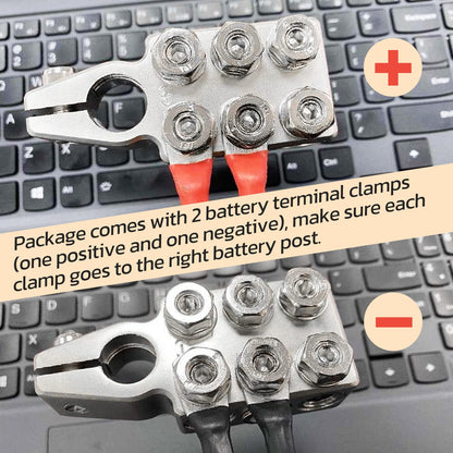 6x1/0 AWG Battery Post Terminal Connector 0 Gauge 12 Way Battery Terminal Clamps Replacement for Tapered Top Post