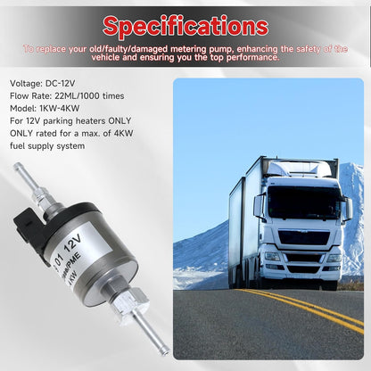 12V 22ML Fuel Pump for Espar Eberspacher Airtronic D2 D4 1KW-4KW Diesel Dosing Pump Heater Replaces 22451901 224519010000