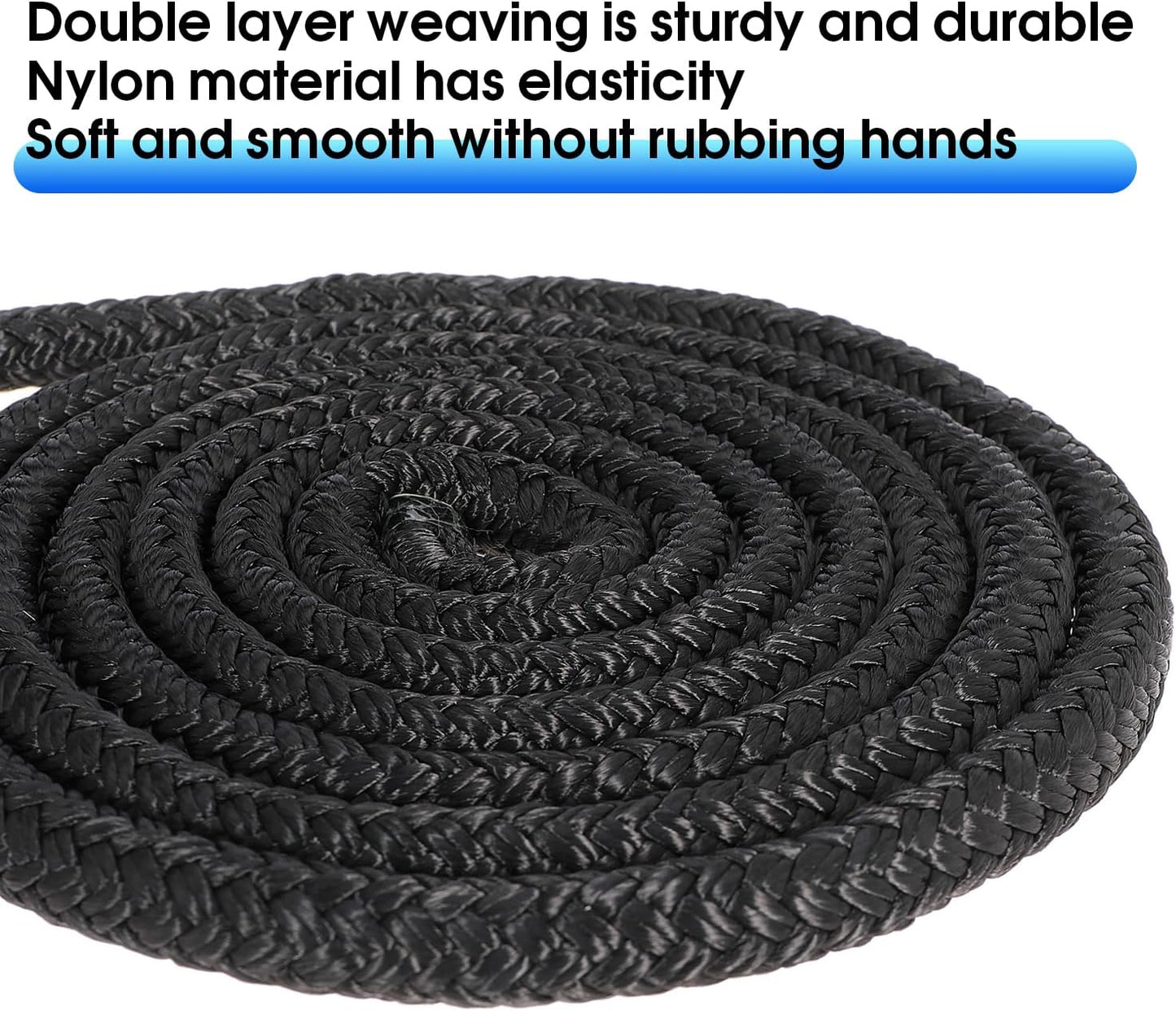 Boat Dock Lines 2 Pack 1/2" x 20FT Boat Lines Nylon Marine Rope for Boats Double-Braided Bumper Rope Boat Lines for Docking Boat Lines Dock Ties