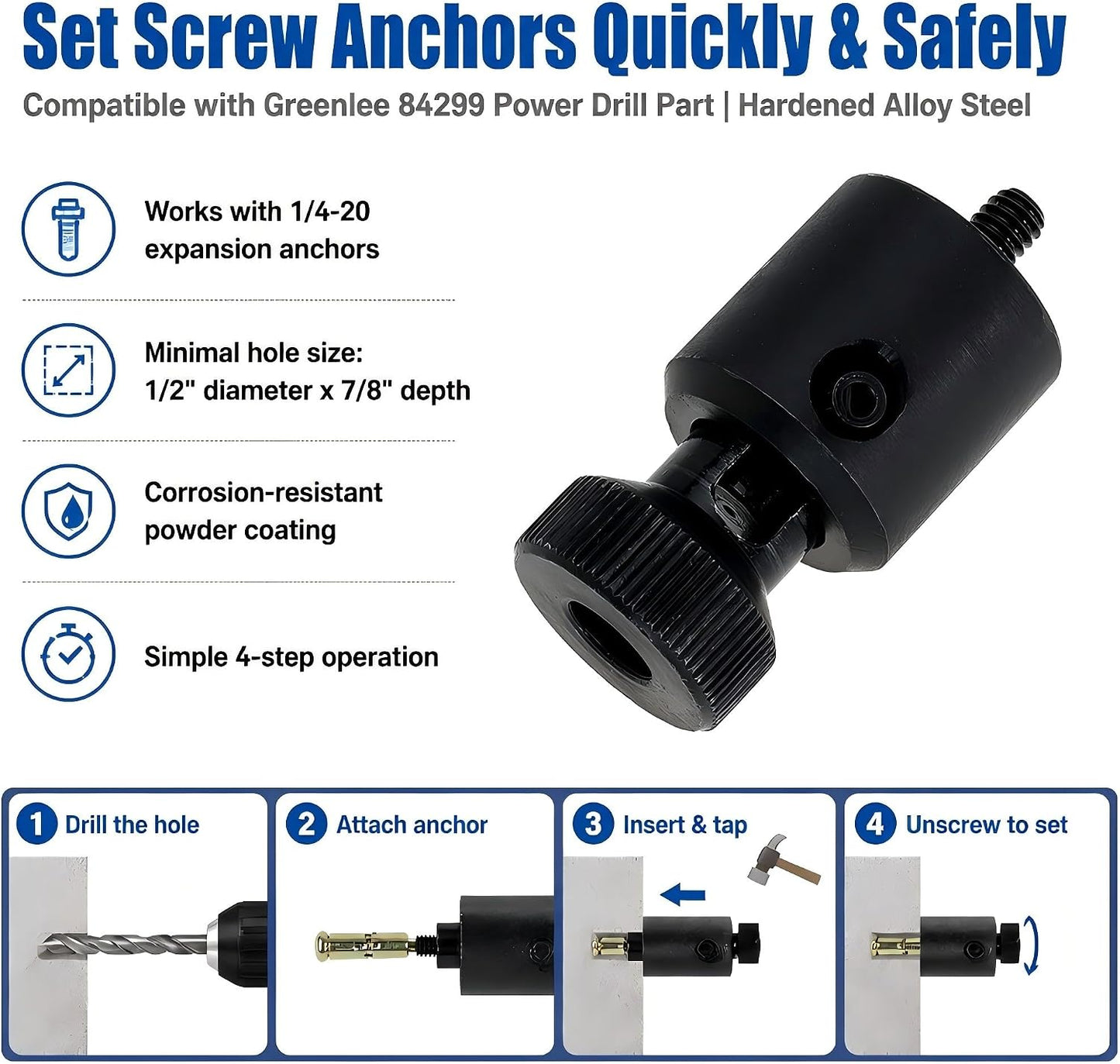 Screw Anchor Expander Replace 868 1/4" - 20 Anchor Power Drill Part For Caulking Anchor Size For Greenlee