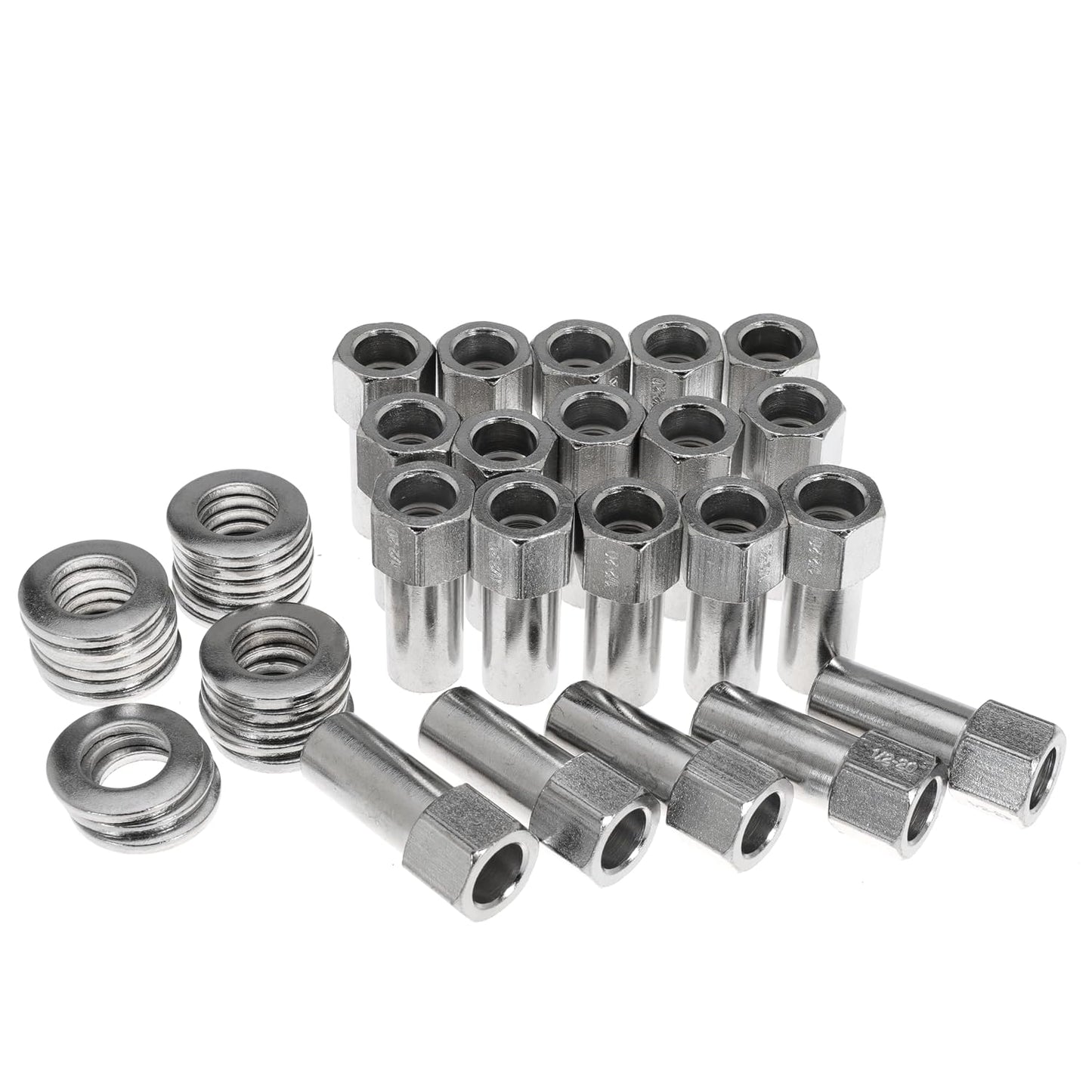 1/2"-20 Wheel Lug Nut for Cragar for SST Mag with Center Washer Open Ended, 13/16” Hex 2.01” Total Length (20PCS)