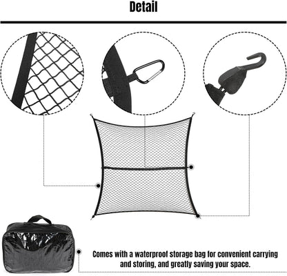 Cargo Net for Pickup Truck Bed, Truck Bed Netting for Cargo, 4' x 4' Bungee Net Stretches to 8' x 8' Truck Bed Cargo Net for Pickup Trucks Trailers