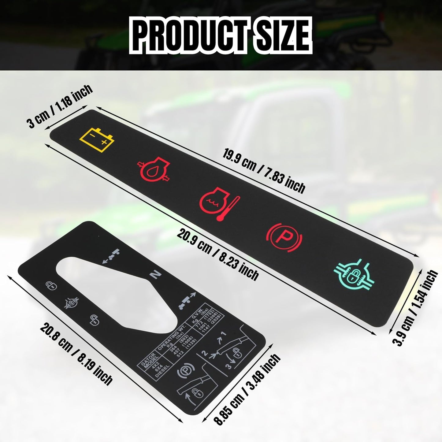 M117670 Dash Panel Decal Instrument Panel Indicator Label and M127539 Shift Quadrant Label for Jo-hn Deere 4X2 6X4 Gator Utility Vehicle