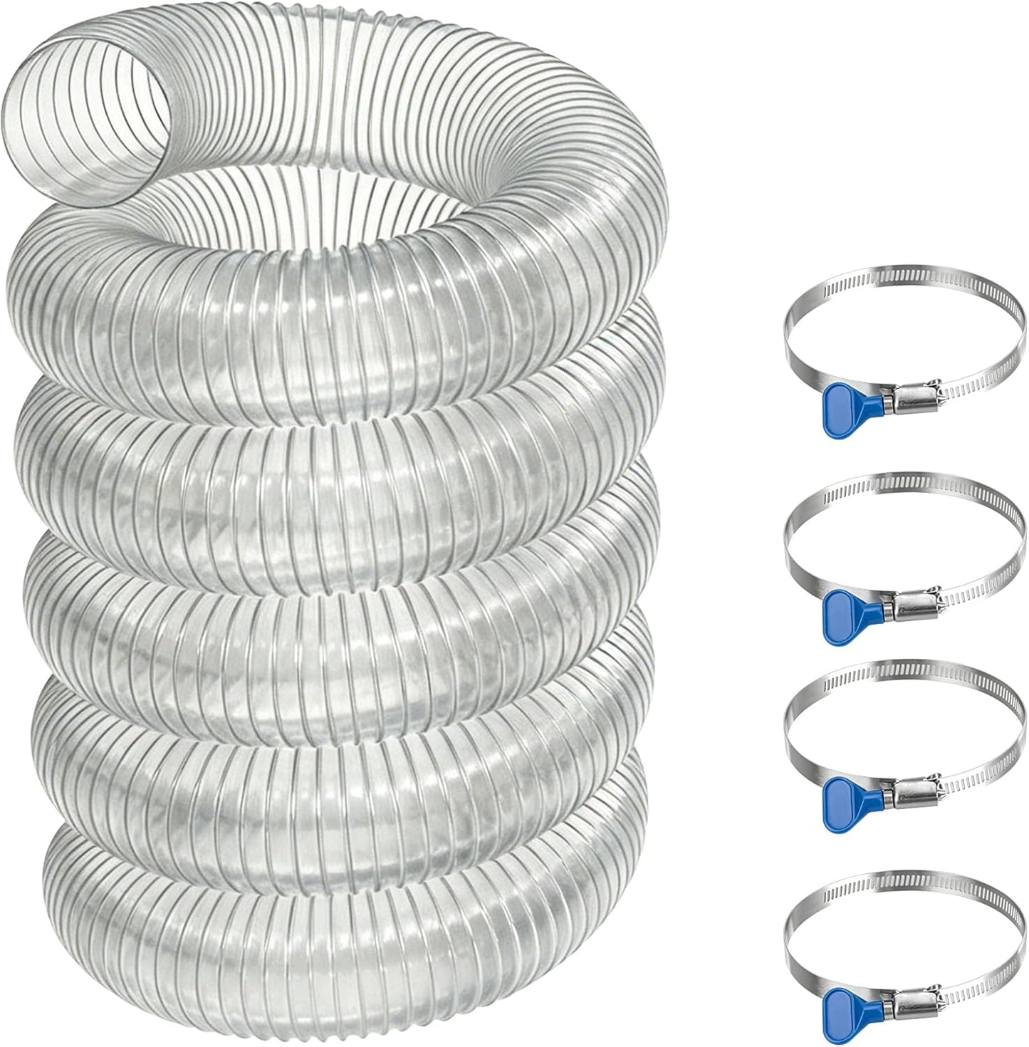 2-1/2" x 10' Heavy Duty Dust Collection Hose, Thickened Clear PVC Flexible Hose with Steel Wire Reinforced, Puncture Resistant for Woodworking Dust Collector System