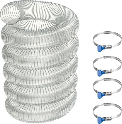 6" x 5' Heavy Duty Dust Collection Hose, Thickened Clear PVC Flexible Hose with Steel Wire Reinforced, Puncture Resistant for Woodworking Dust Collector System