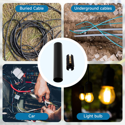 Underground Wire Splice Kit Suit for 14/3 to 8/3 Direct Burial UF Electrical Cable - 600V Max with Heat Shrink Tube and Connector, 2 Set