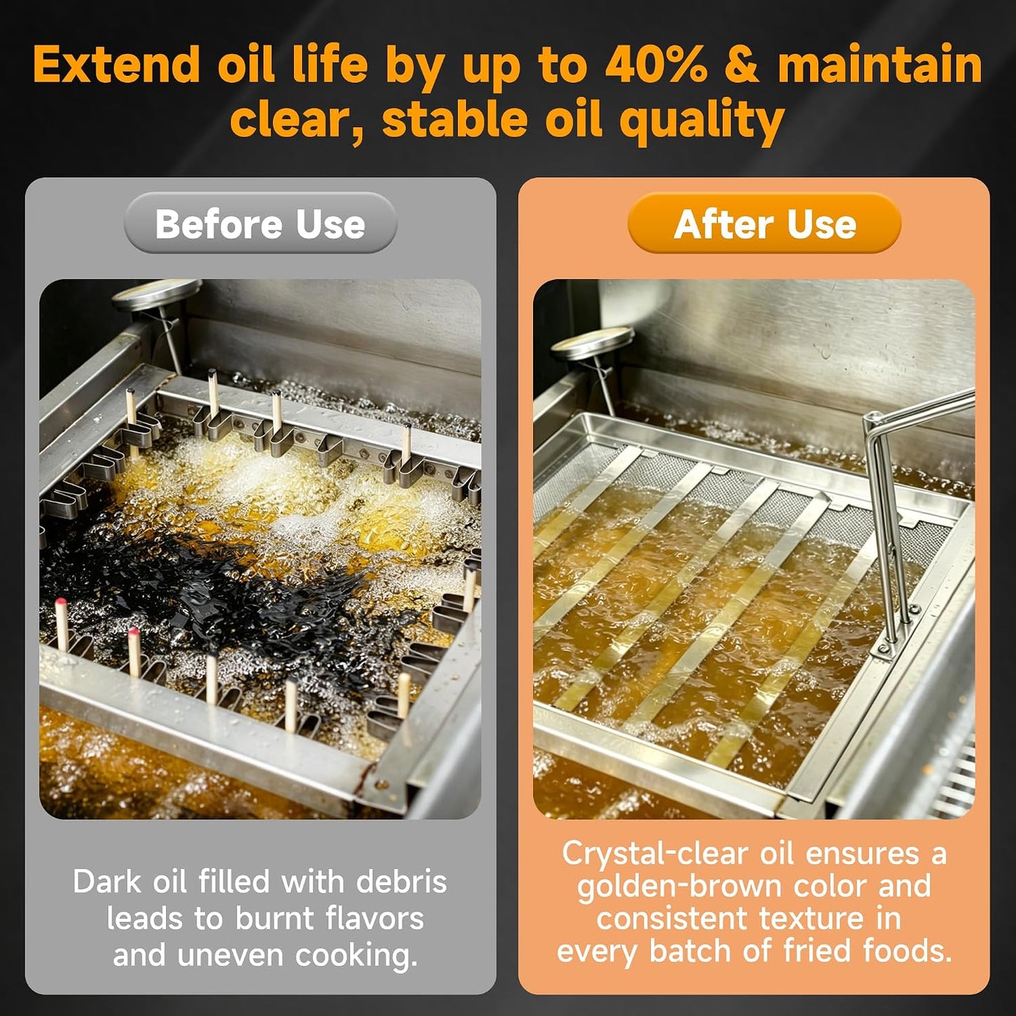 Commercial Deep Fryer Oil Filter Screen AF45 with Deep Fryer Crumb Scoop 550 Micron Mesh, 13.75" x 13.75" Straight Edge Design, Extends Oil Life for Restaurant Kitchens