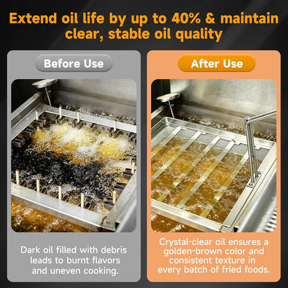 Commercial Deep Fryer Oil Filter Screen AF45 with Thermometer 550 Micron Mesh, 13.75" x 13.75" Straight Edge Design, Extends Oil Life for Restaurant Kitchens (Fryer Oil Filter+Thermometer)
