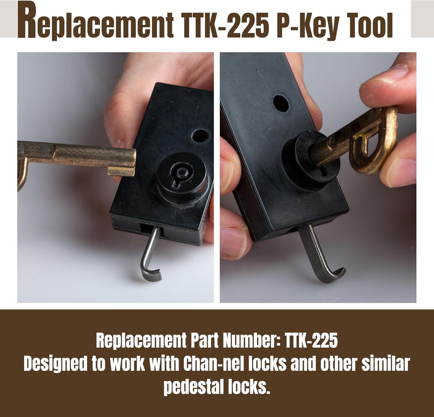 Self Lock P Key Replaces TTK-225 P-Key Tool for Self-Lock Pedestal Locks (2pcs)
