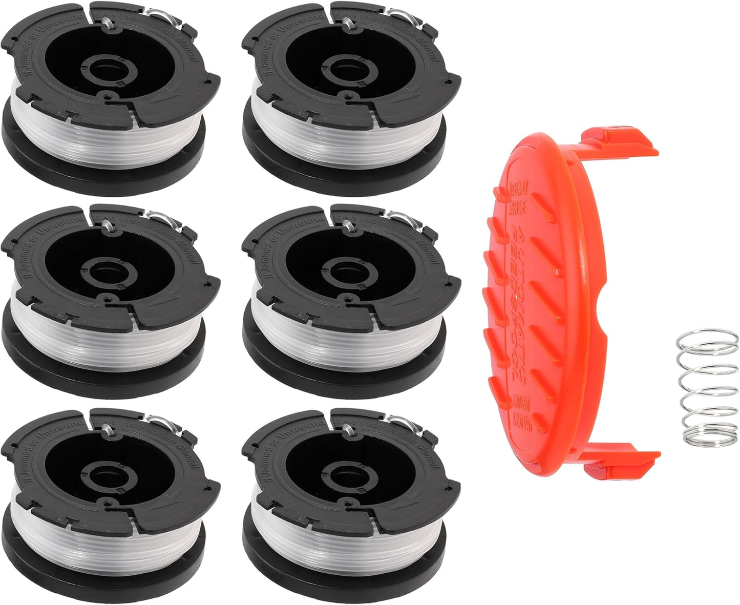 AF100 String Trimmer Replacement Spool 0.065" String Trimmer Line for Black+Decker AF-100 AF-100-3ZP AF-100-BKP AF-100-2 Weed Eater Spool Replacement Spool 30ft (6Spools+1Caps)