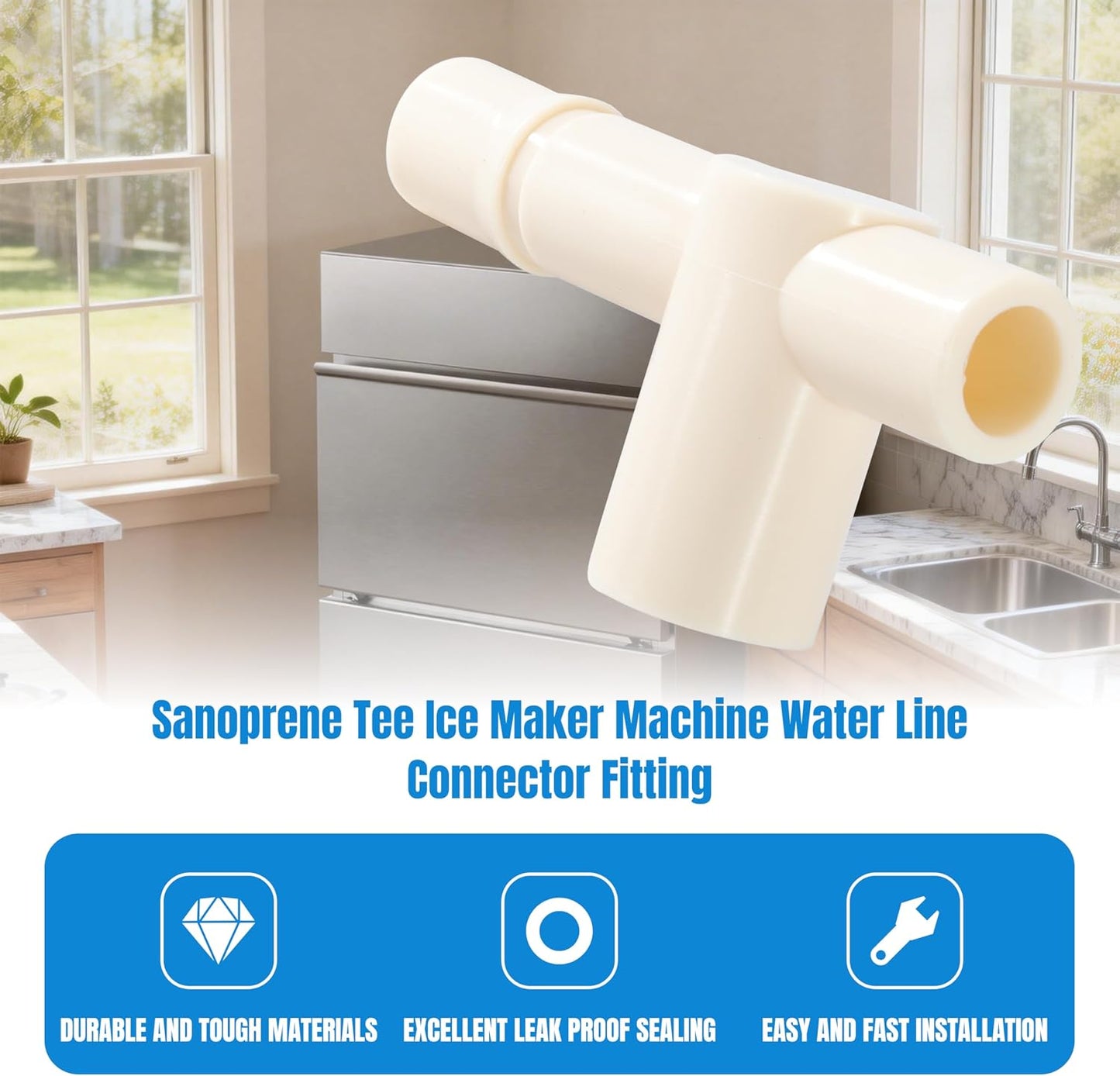 Sanoprene Tee Ice Maker Machine Water Line Connector Fitting for Hoshizaki KM/CF/CR Series Replace 4A0177-01 439197-01, 2 Pack