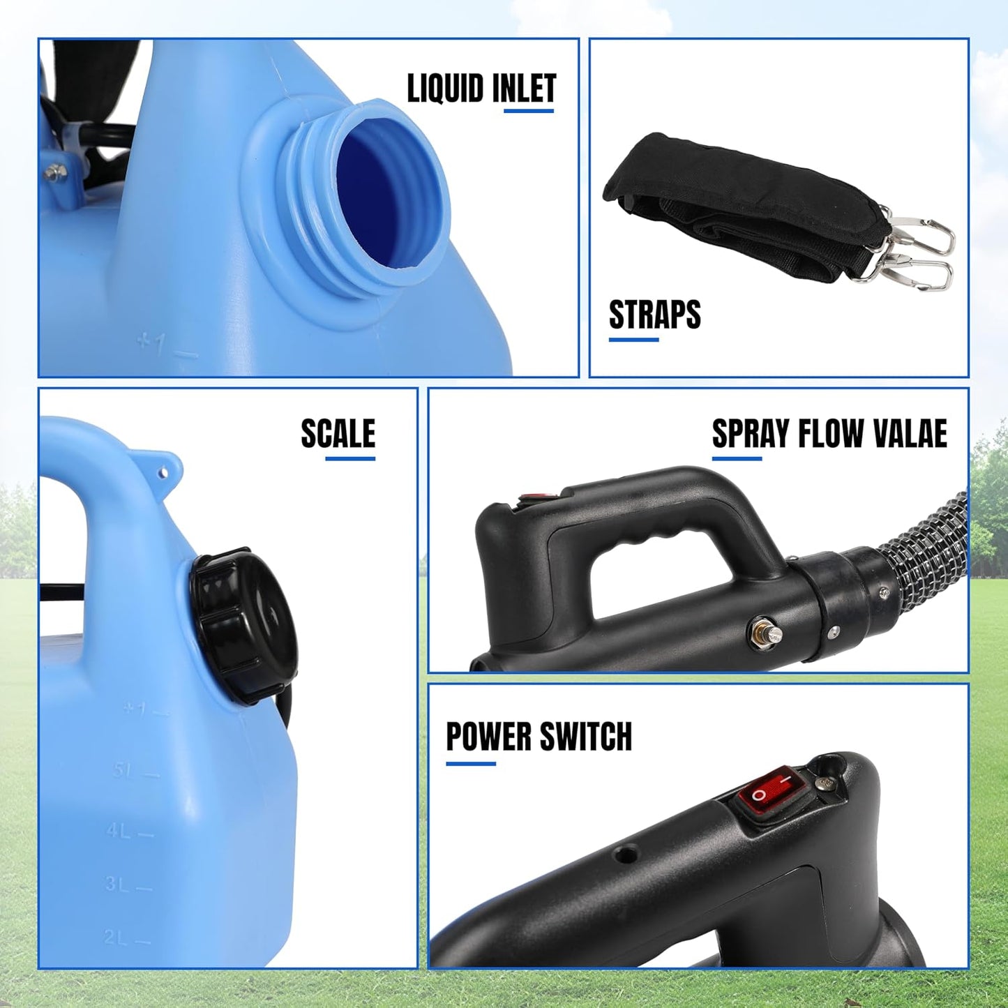 6L (1.58 Gallon) Electric Sprayer ULV Fogger Machine, 1200W Portable Fogger Sprayer with Adjustable Spray Volume Particle Size, for Indoor Outdoor Use in Home, Garden, Yard, Farm