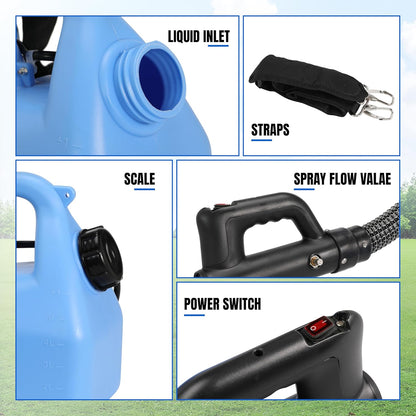 6L (1.58 Gallon) Electric Sprayer ULV Fogger Machine, 1200W Portable Fogger Sprayer with Adjustable Spray Volume Particle Size, for Indoor Outdoor Use in Home, Garden, Yard, Farm