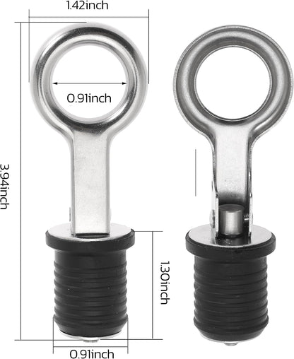 2 Pcs Boat Plug Snap Handle Boat Drain Plug Rubber Plugs with Brass/Stainless Steel Handle Marine Twist Plug Boat Accessories