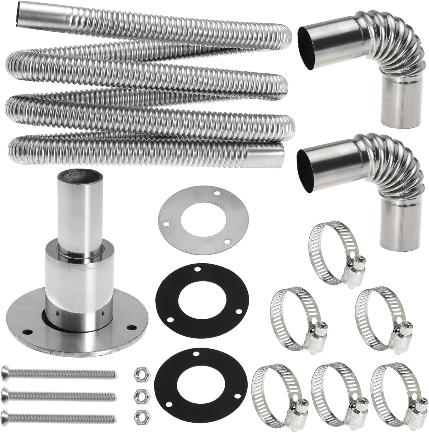 Diesel Heater Exhaust Kit - Exhaust Pipe, Straight Thru Hull Fitting and 24mm Elbow Tube Connector Set, Compatible with Webasto Eberspacher Heaters