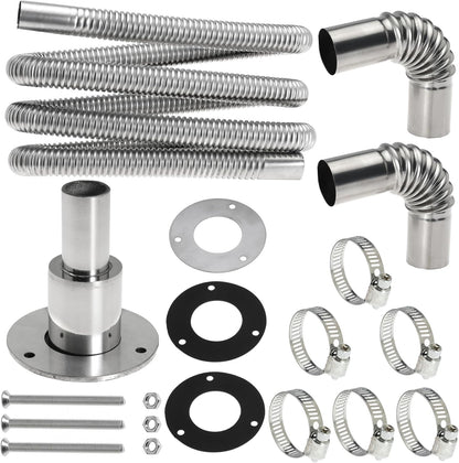 Diesel Heater Exhaust Kit - Exhaust Pipe, Straight Thru Hull Fitting and 24mm Elbow Tube Connector Set, Compatible with Webasto Eberspacher Heaters