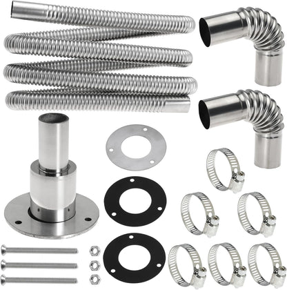 Diesel Heater Exhaust Kit - Exhaust Pipe, Straight Thru Hull Fitting and 24mm Elbow Tube Connector Set, Compatible with Webasto Eberspacher Heaters