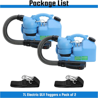 7L (1.85 Gallon) Electric ULV Fogger Machine, Portable Fogger Sprayer Machine Electric Atomizer Ultra Low Volume Sprayer for Home Indoor and Outdoor Spraying Use, 2 Pack