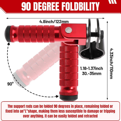 M8 Motorcycle Footrests For Yamaha For Honda For Suzuki For Aprilia 90 Degree Foldable Footpegs Motorbike MiniBike Dirt Pit Bike CNC Motorcycle Folding Footpegs Rearsets Folded Footrest (Red)