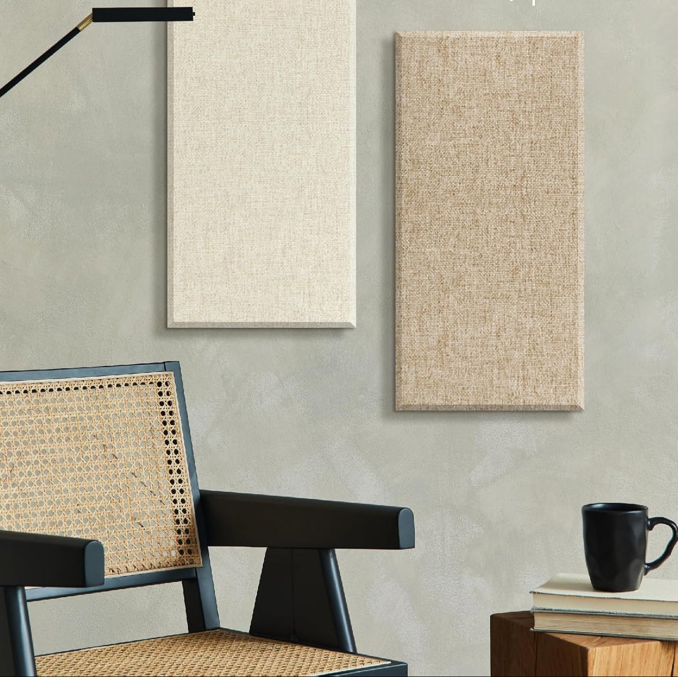 4 Pack Fiberglass Acoustic Wall Panels Fabric Wrapped 11.8'' x 23.6'' Khaki
