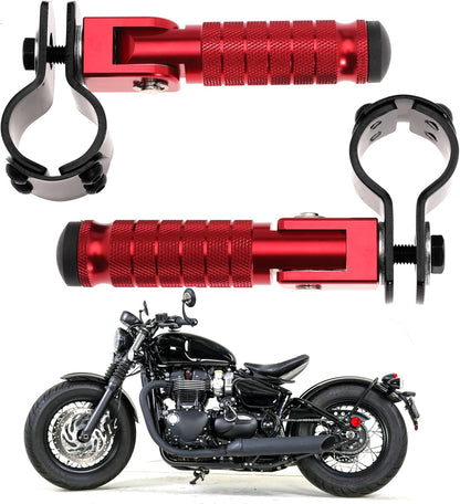 M8 Motorcycle Footrests For Yamaha For Honda For Suzuki For Aprilia 90 Degree Foldable Footpegs Motorbike MiniBike Dirt Pit Bike CNC Motorcycle Folding Footpegs Rearsets Folded Footrest (Red)