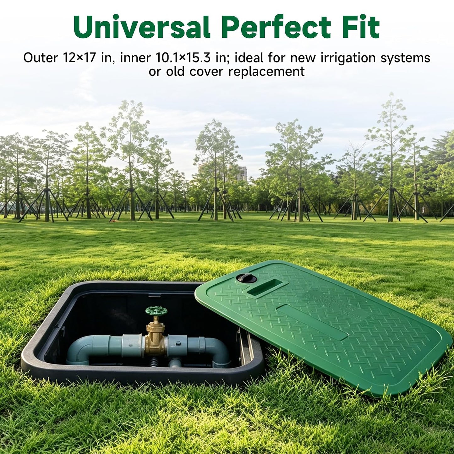 12 x 17 Inch Irrigation Valve Box Cover, Rectangular Sprinkler Valve Lids with Plug,Replacement for Irrigation Valve Box, Sprinkler Valve Box, Irrigation & Sprinkler Box (2)
