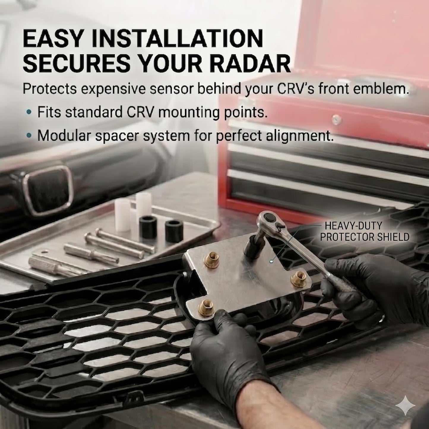 Front CRV Radar Sensor Protector for Honda CR-V 2023-2025 Anti Theft Protect Cover(Style B)