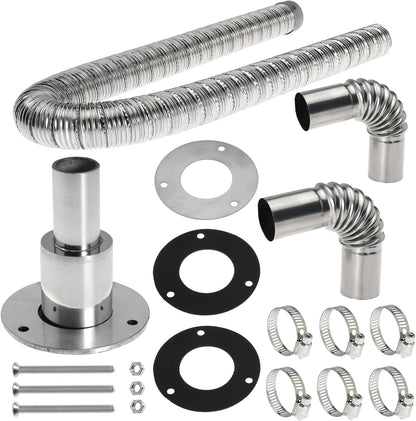 Diesel Heater Exhaust Kit - Exhaust Pipe, Straight Thru Hull Fitting and 24mm Elbow Tube Connector Set, Compatible with Webasto Eberspacher Heaters